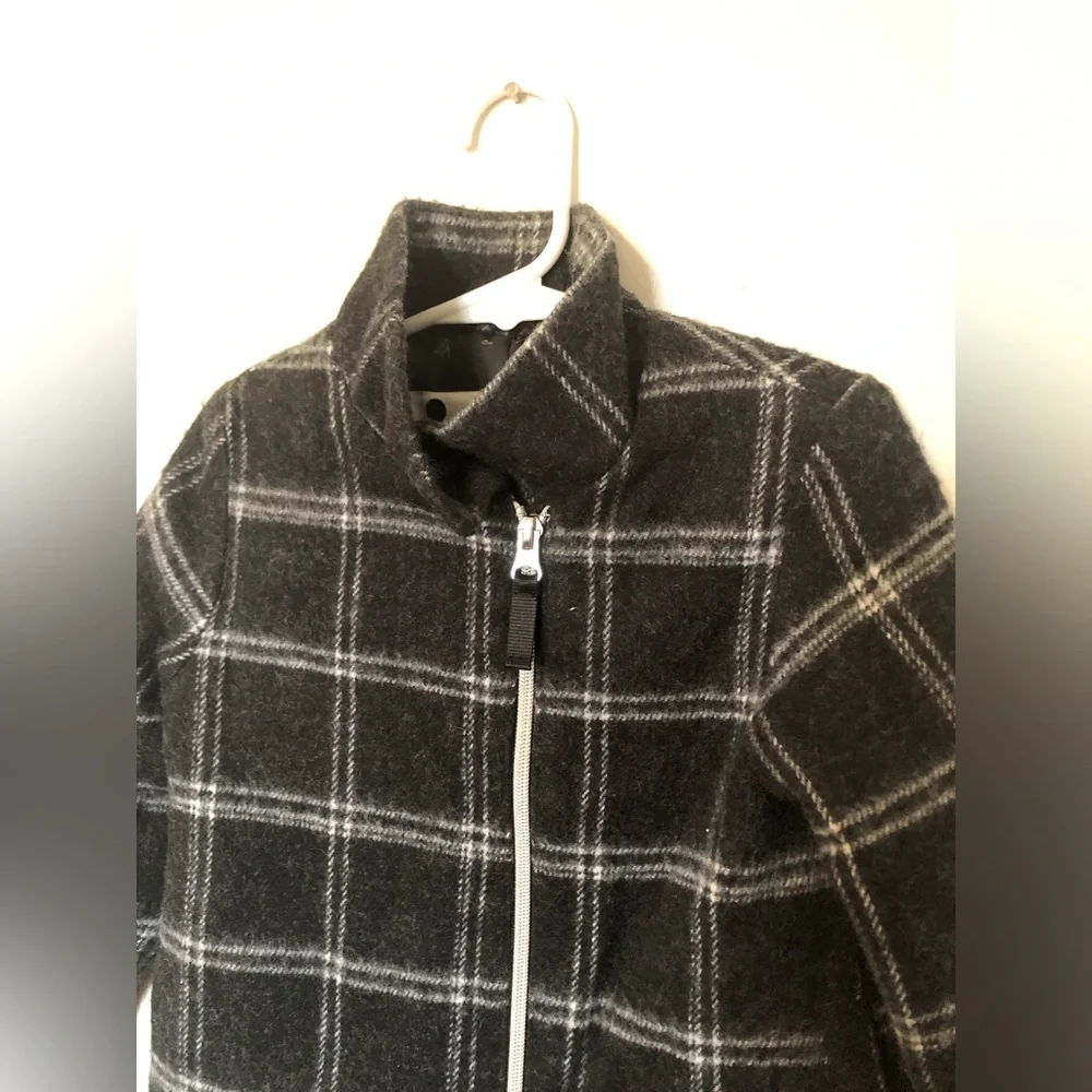 Cherokee Black Plaid Window Pane Coat With Slight Flare Acrylic / Wool Blend